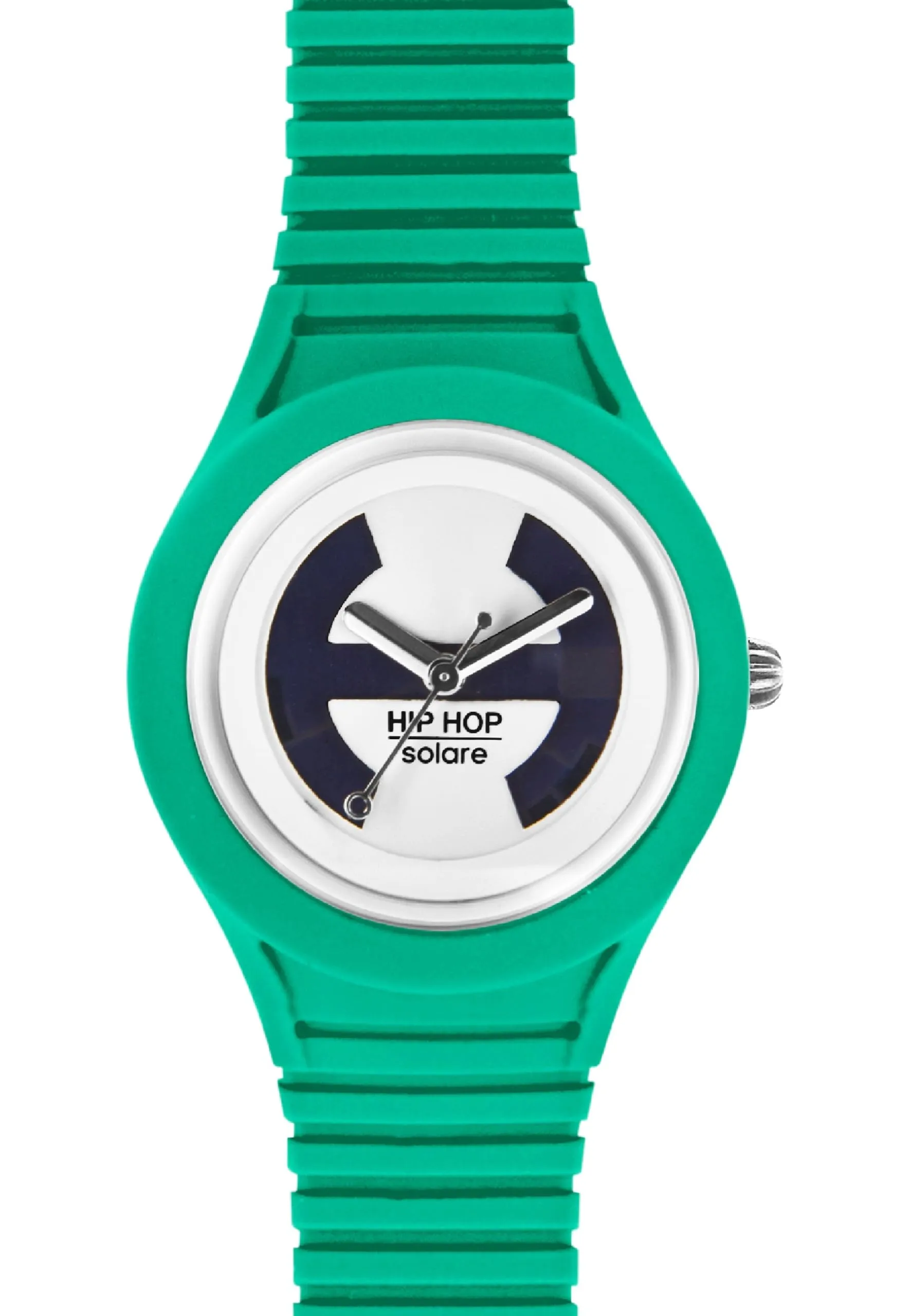 HIP HOP, Collezione Solare, Orologio Donna, Cinturino in Silicone Regolabile, Quadrante Bianco, Pratica Chiusura, Cassa 34 mm, Movimento Solo Tempo Miyota 2036, Resistente all'Acqua, Verde - immagine 2