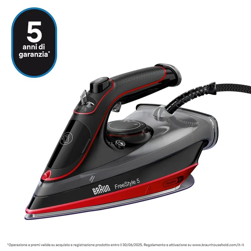 Braun Ferro da stiro a vapore FreeStyle 5 Si5057rd Rosso/Nero - immagine 1