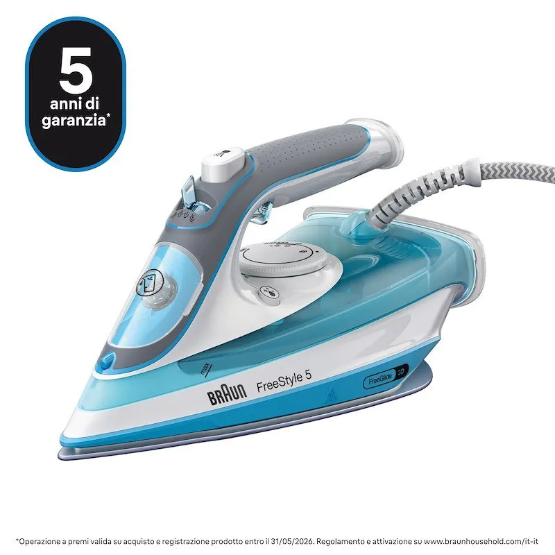 Braun Ferro da stiro a vapore FreeStyle 5 SI5006BL Bianco/Blu - immagine 1