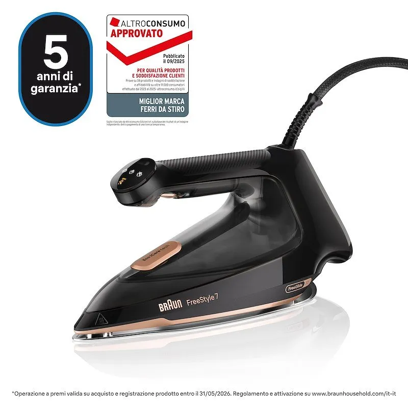 Braun Ferro a vapore FREESTYLE 7 Fi7276bk Nero / Rame - immagine 1