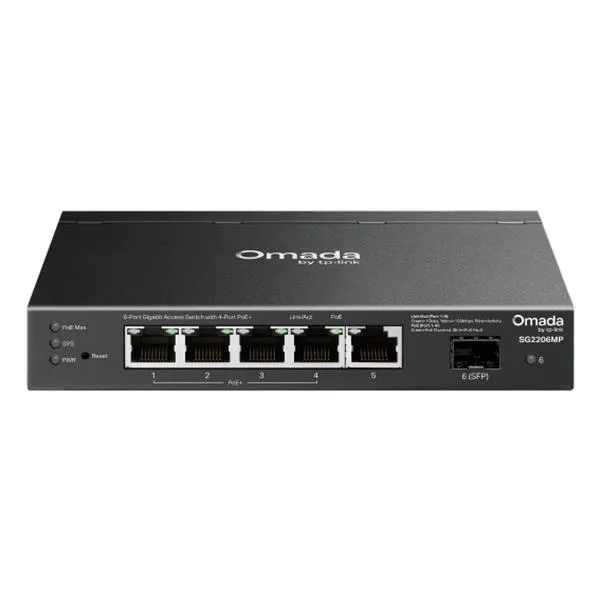 Tp-Link Omada Access 6-PORT Gigabit Switch With 4-PORT POE SG2206MP - immagine 1