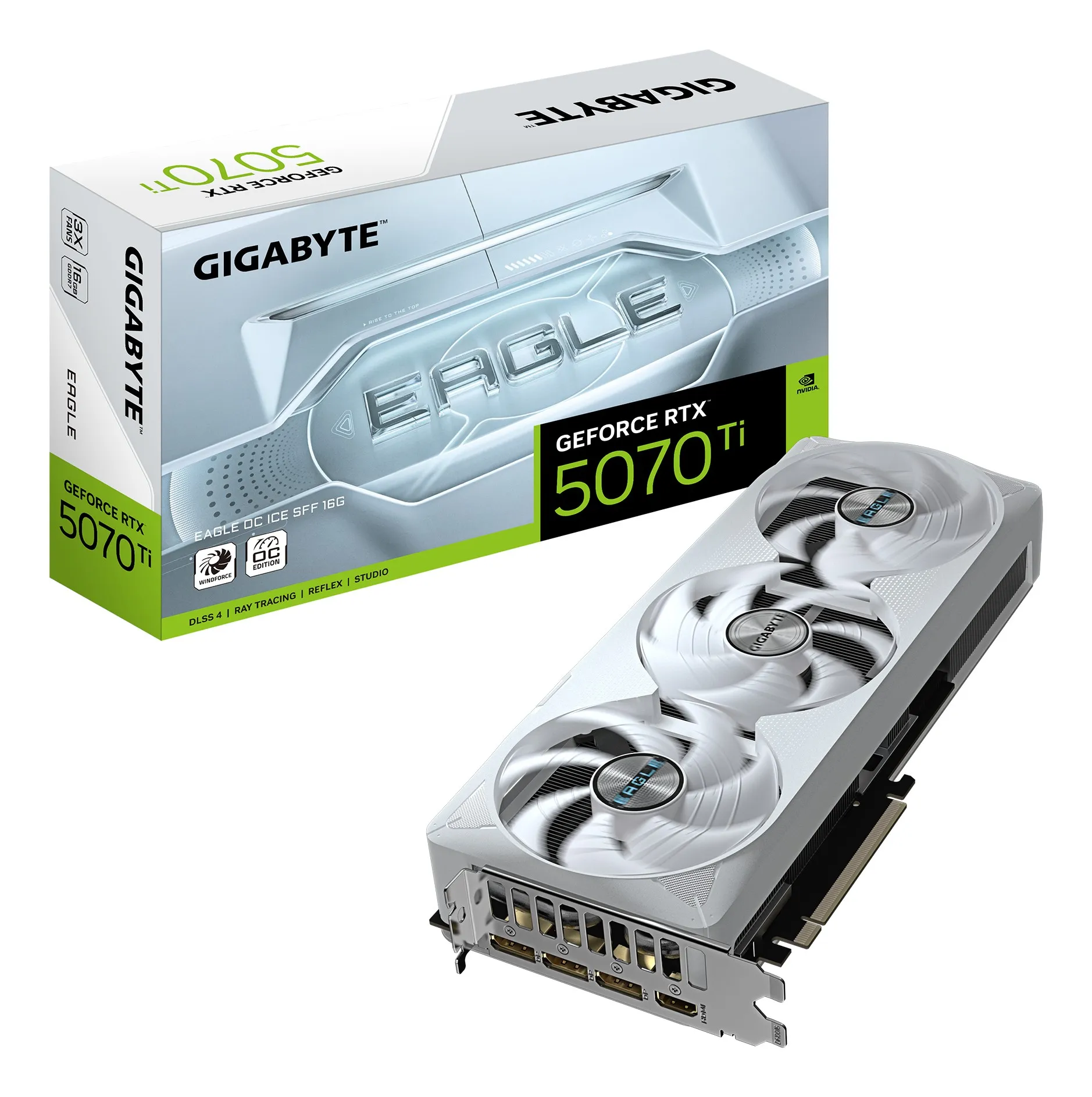 GIGABYTE GeForce RTX 5070 Ti EAGLE OC ICE SFF 16G Scheda Grafica - 16GB GDDR7 256 bit PCI-E 5.0 2542 MHz Core Clock 3 x DP 2.1a 1 x HDMI 2.1b NVIDIA DLSS 4 GV-N507TEAGLEOC ICE-16GD - immagine 1