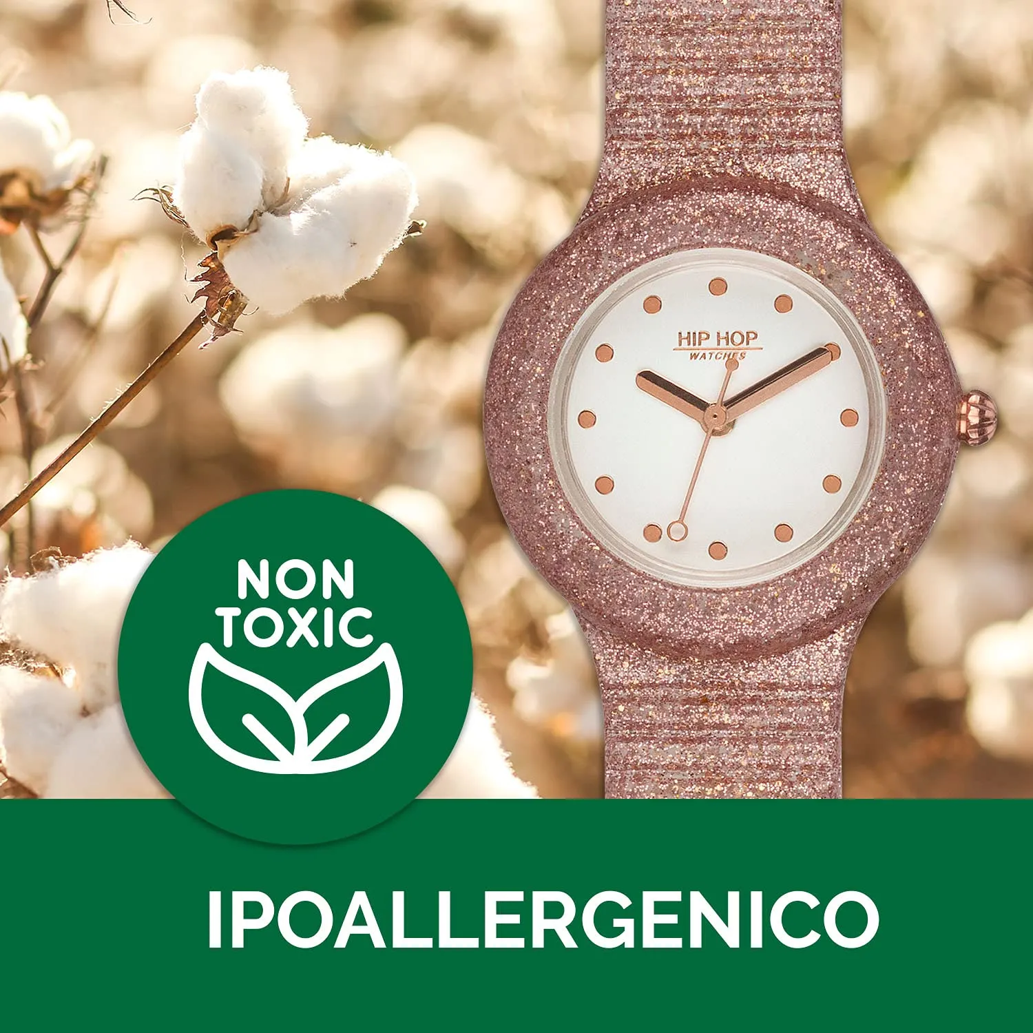 HIP HOP Orologio Solo Tempo Rose Gold Sparkling Mania per Donna e Bambina Completamente Glitterato in Silicone Morbido Resistente all'Acqua HWU0969 - immagine 7