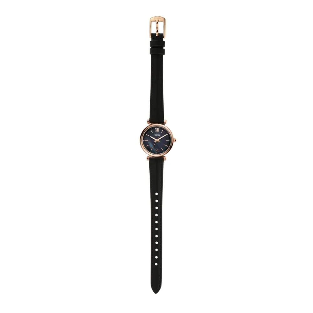 Fossil Orologio Carlie da donna, Movimento al quarzo a tre lancette con cinturino in pelle, Nero - immagine 5