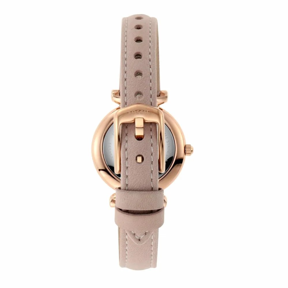 Fossil Orologio Carlie da donna, Movimento al quarzo a tre lancette con cinturino in pelle, Rosa Chiaro - immagine 4
