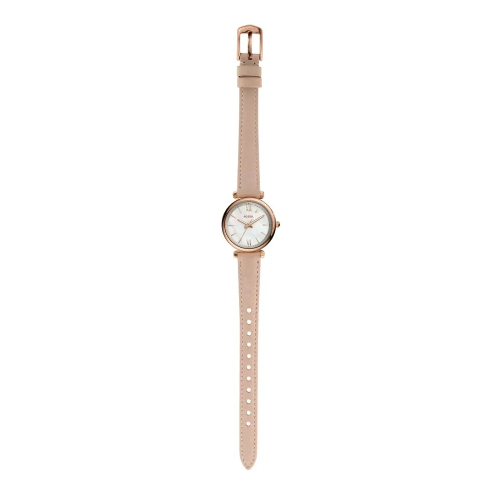 Fossil Orologio Carlie da donna, Movimento al quarzo a tre lancette con cinturino in pelle, Rosa Chiaro - immagine 5