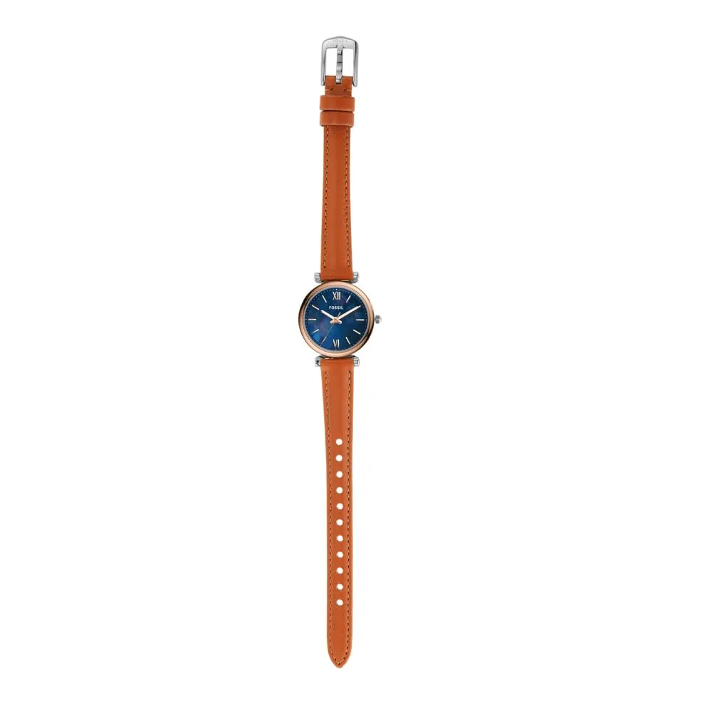 Fossil Orologio Carlie da donna, Movimento al quarzo a tre lancette con cinturino in pelle, Marrone chiaro - immagine 6