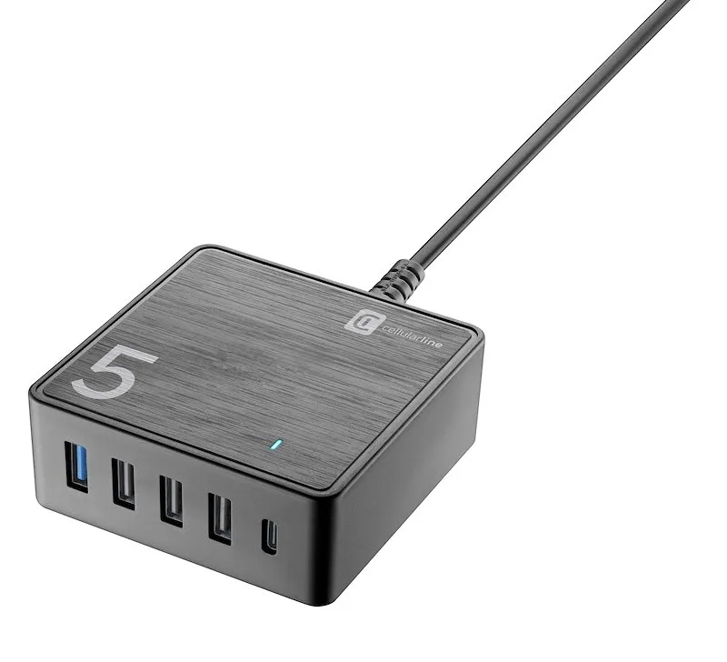 Cellularline DESK CHARGER Achusb5home60wk Nero - immagine 1