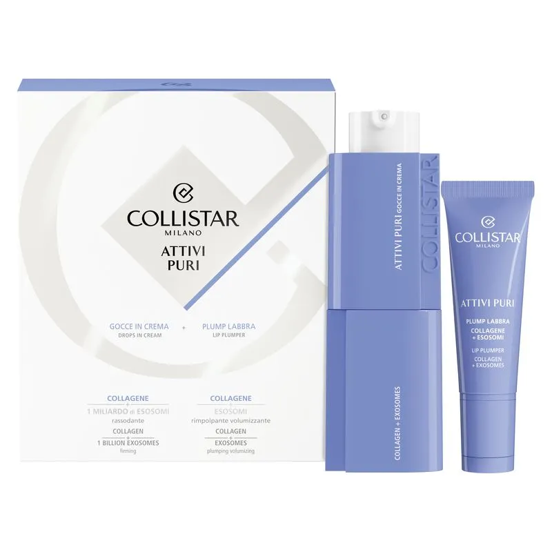 Collistar Cofanetto Attivi Puri Gocce in Crema Collagene + Plump Labbra Collagene Cofanetto - immagine 1