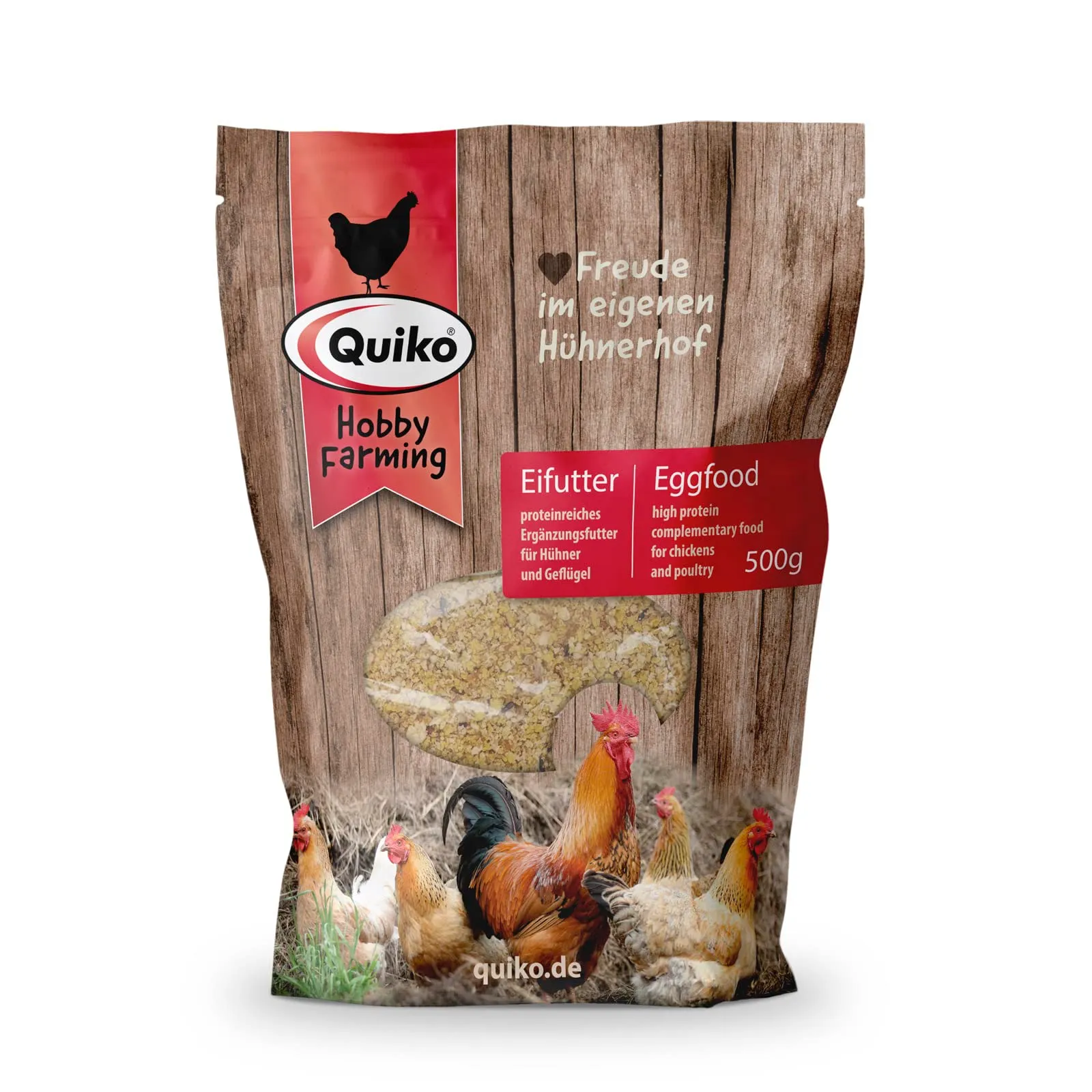 Quiko Hobby Farming Mangime per Uova Pollo 500 g - Mangime concentrato e condizionato ricco di proteine per polli, quaglie e pollame come le galline ovaiole - Con vitamine e miele - immagine 1