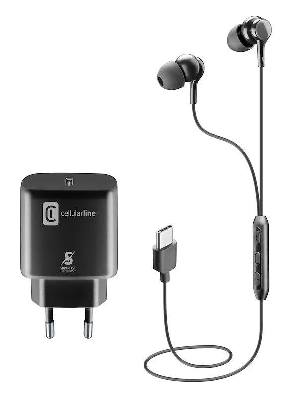 Cellularline Kit Adattatore e Auricolari USB-C - immagine 1