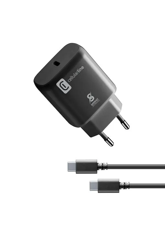 Cellularline USB-C Charger KIT Achkit25wc2ctabk Nero - immagine 1