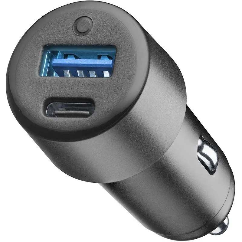 Cellularline Caricabatterie da auto PLOOS - AUTO CHARGER DUAL 20W USB + USB-C Plcbr2usbpd20wk - immagine 1