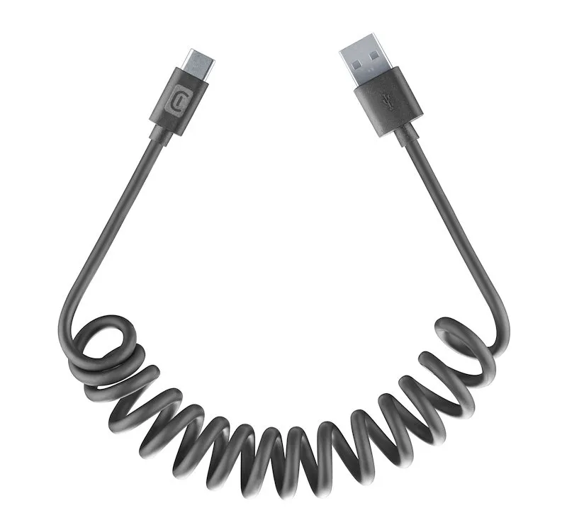 Cellularline USB to USB-C Spiral Cable Usbdatadrivea2c12k Nero - immagine 1