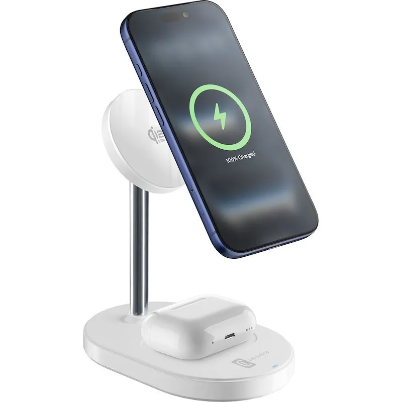 Cellularline Stazione di ricarica wireless Mag Duo QI2.2 25W Bianco - immagine 1