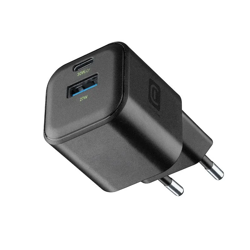 Cellularline Caricabatterie 2 porte USB-C e USB-A MULTIPOWER GAN 30W Achganentry2pd30wk - immagine 1
