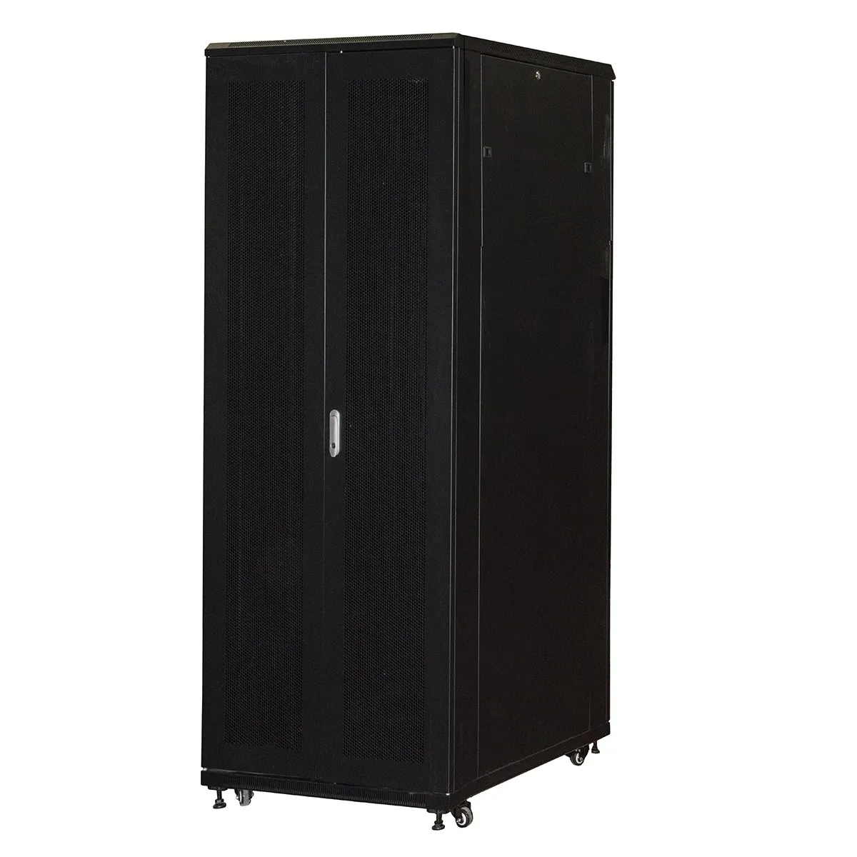 Armadio Rack 19 42U (A)2055 (L)800 (P)1000 Porta Traforata Colore Nero Con Guidacavi Laterale - immagine 1