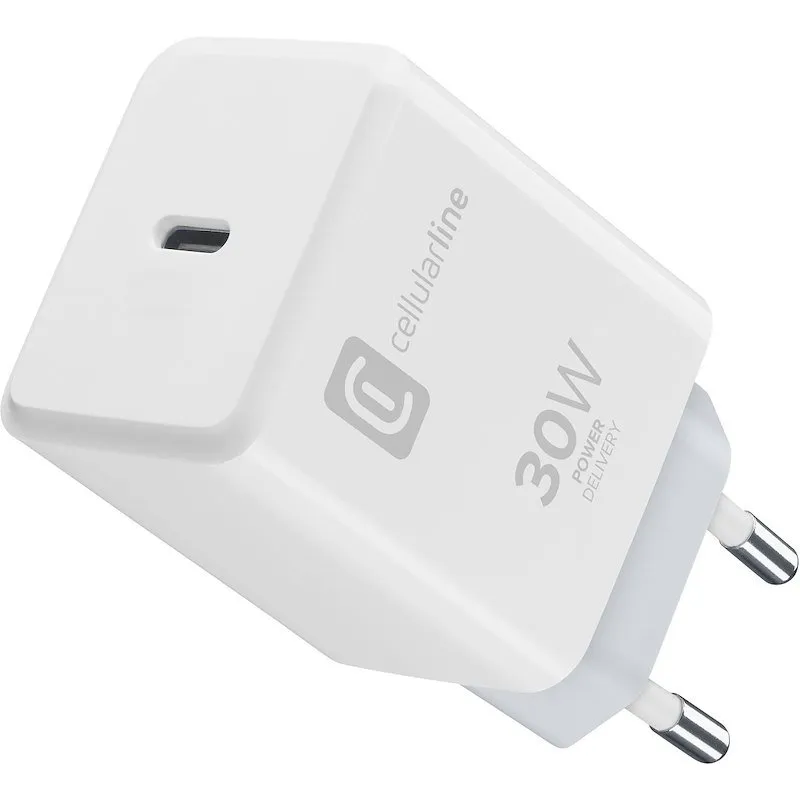 Cellularline Alimentatore Usb-c 30W con cavo Usb-c a Lightning 100cm Bianco - immagine 1