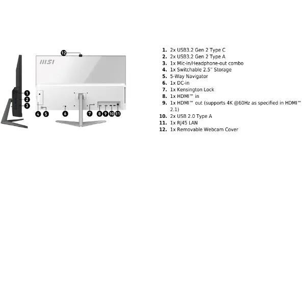 Msi Aio Core 5 120U 16GB 512GB Shared 23.8FHD WIN11PRO Modern AM242 1M-2284EU - immagine 1