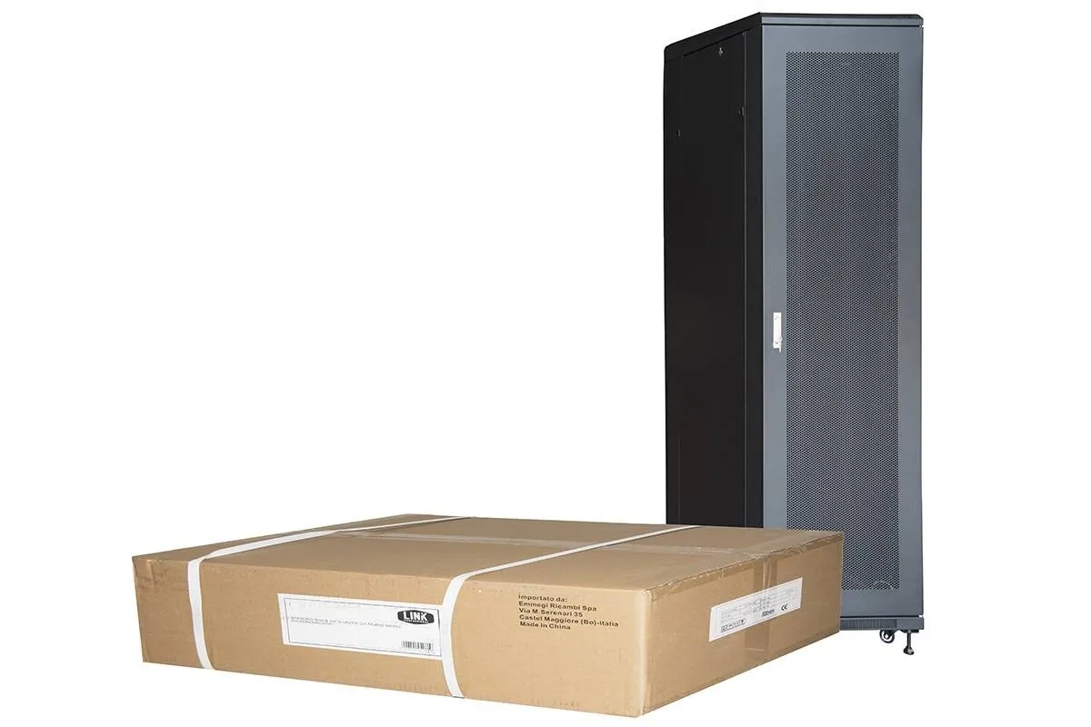 Armadio Rack 19 42U (A)2055 (L)800 (P)1000 Porta Traforata Colore Nero Con Guidacavi Laterale Da Assemblare - immagine 1