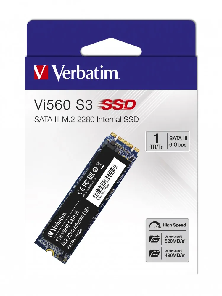 Verbatim SSD Interno Vi560 S3 1TB M.2 Sata R/W 520/500 49364 - immagine 1