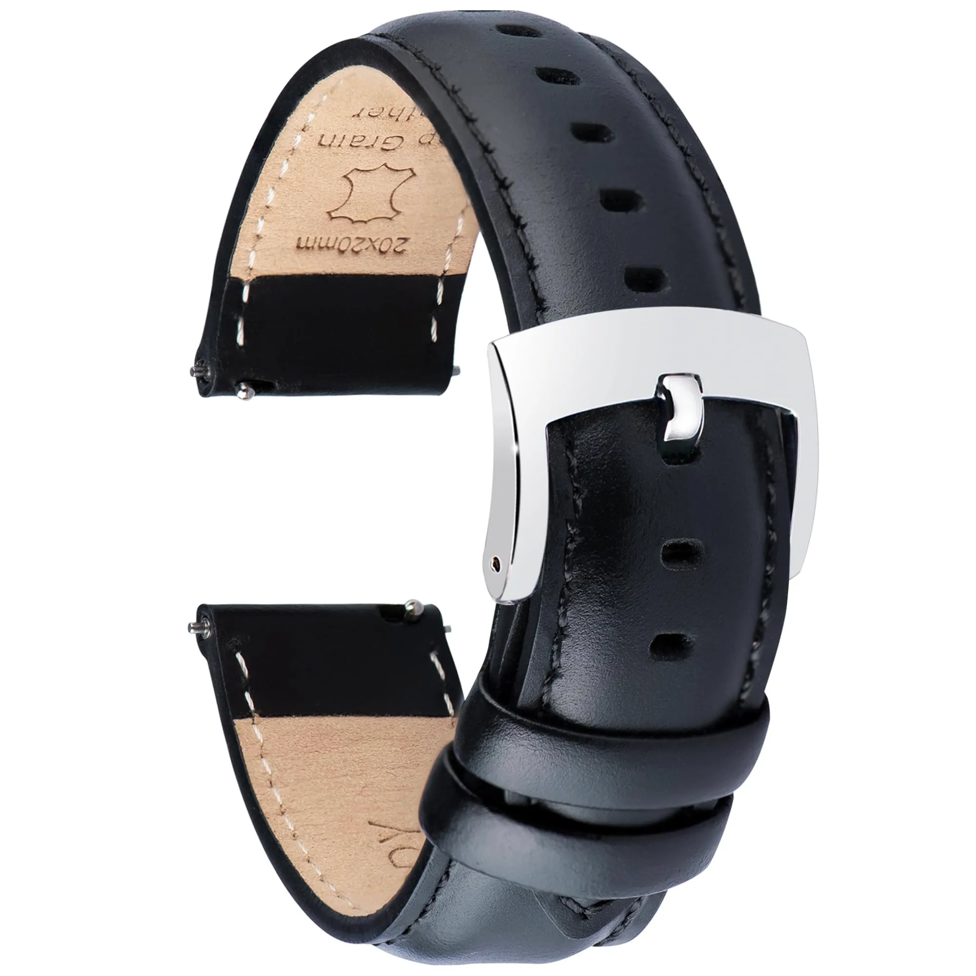 OTTOODY Cinturini Orologio in Pelle a Sgancio Rapido 18mm 19mm 20mm 21mm 22mm, Eleganti Cinturini per Orologi in Pelle a Grana Superiore Cinturino di Ricambio per Uomini Donne, Orologio e Smartwatch - immagine 1