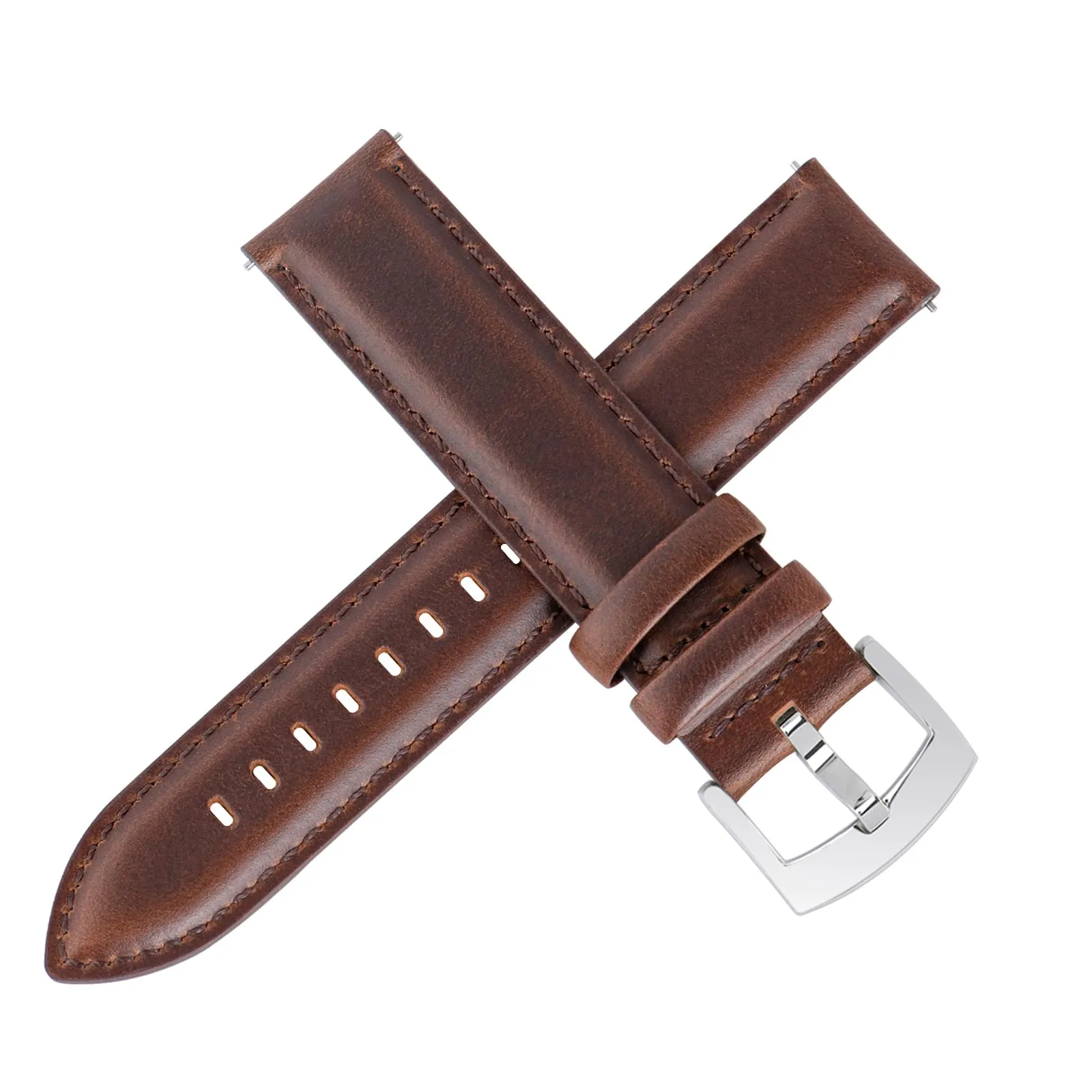OTTOODY Cinturini Orologio in Pelle a Sgancio Rapido 18mm 19mm 20mm 21mm 22mm, Eleganti Cinturini per Orologi in Pelle a Grana Superiore Cinturino di Ricambio per Uomini Donne, Orologio e Smartwatch - immagine 2