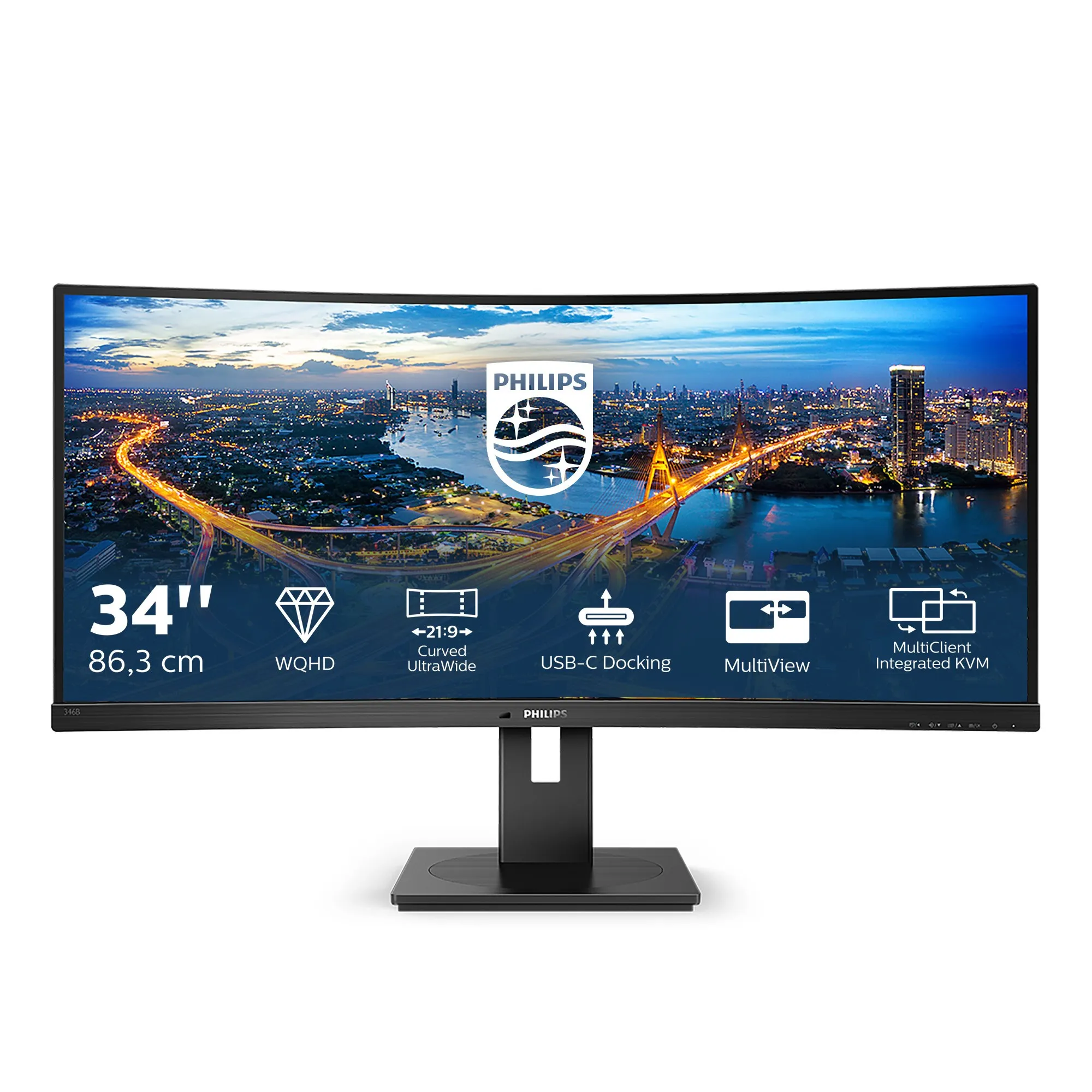 Mon 34Va Curvo 21:9 Hdmi Dp Philips 346B1C/00 Mm - immagine 1