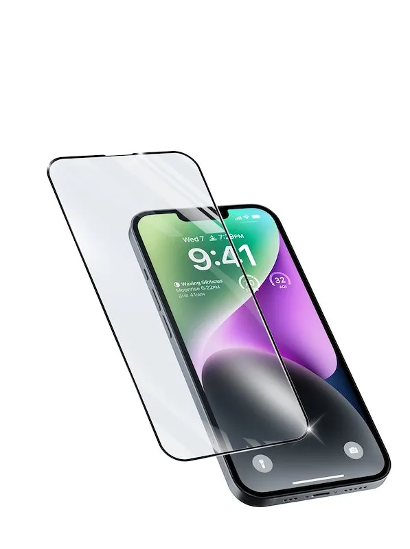 Cellularline Tempered Glass iPhone 14 / 14 Pro Trasparente Nero - immagine 1
