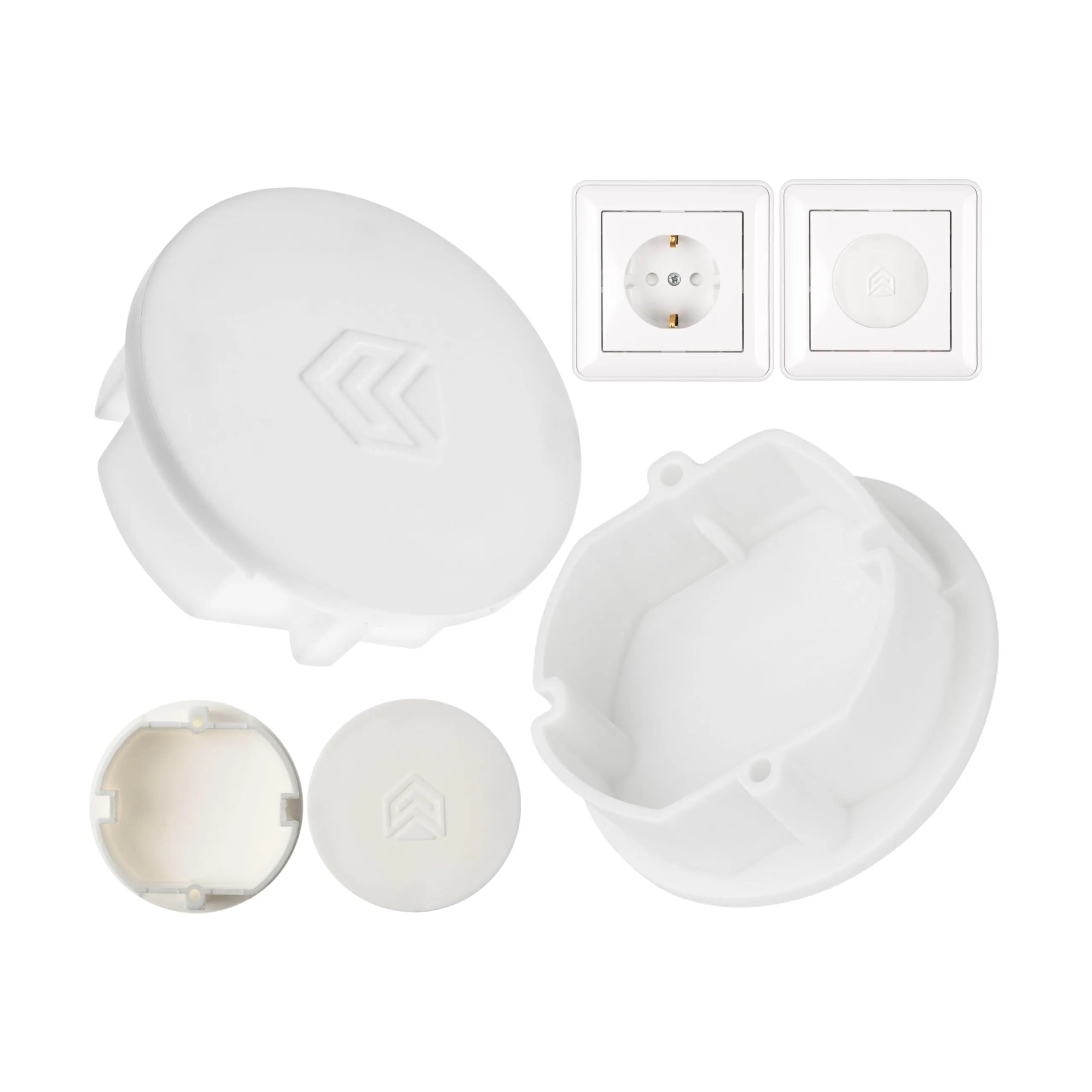 Coperchio per presa di corrente, 4 pezzi, in bianco, protezione della presa di corrente contro la polvere e gli spruzzi d'acqua, per outlet SchuKo tipo F, tappo di copertura per striscia di socket - immagine 1