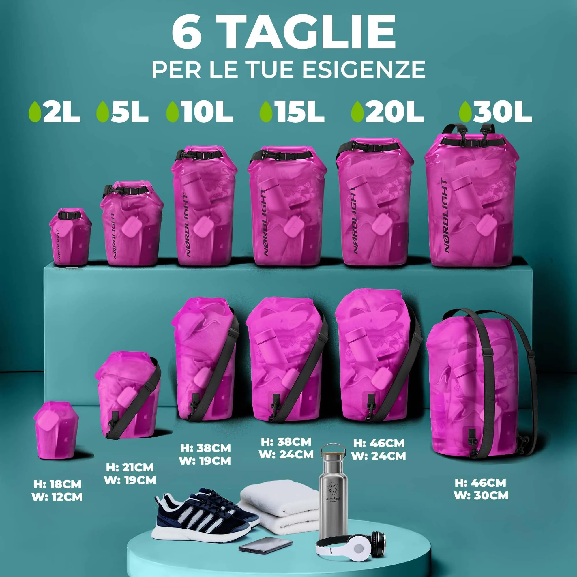 Nordlight Dry Bag Sacca Impermeabile Borsa Stagna Zaino Mare - immagine 3