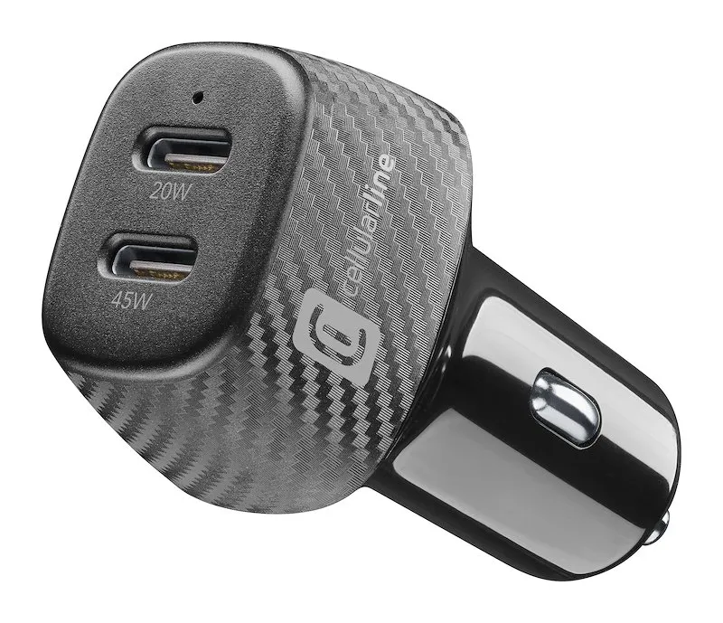 Cellularline Caricabatterie Multipower da Auto 65W Cbrusb2pd65wk Nero - immagine 1