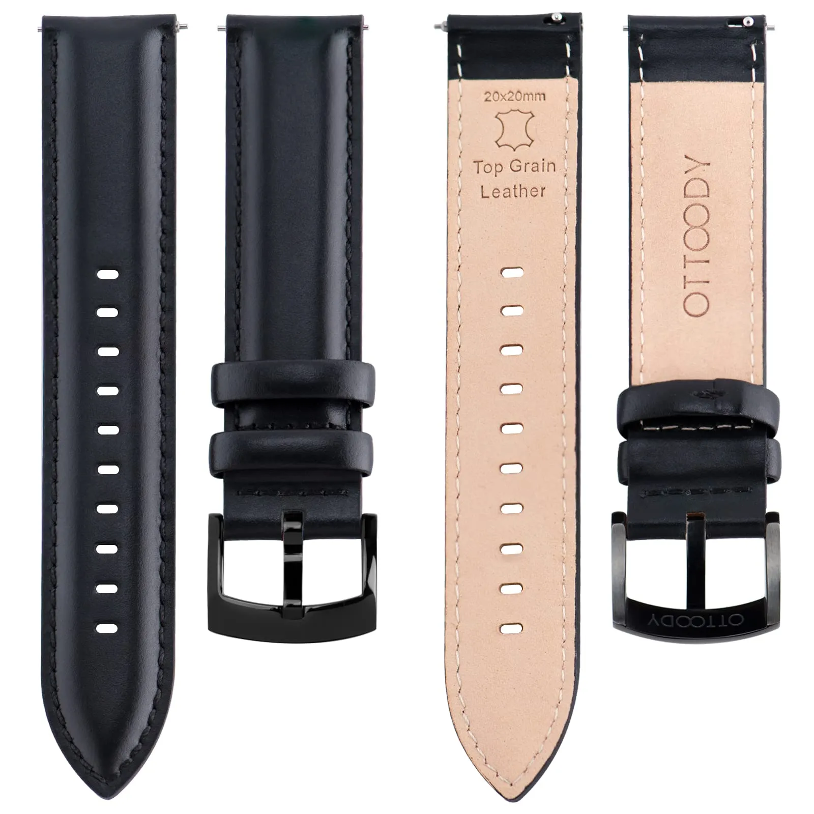 OTTOODY Cinturini Orologio in Pelle a Sgancio Rapido 18mm 19mm 20mm 21mm 22mm, Eleganti Cinturini per Orologi in Pelle a Grana Superiore Cinturino di Ricambio per Uomini Donne, Orologio e Smartwatch - immagine 3