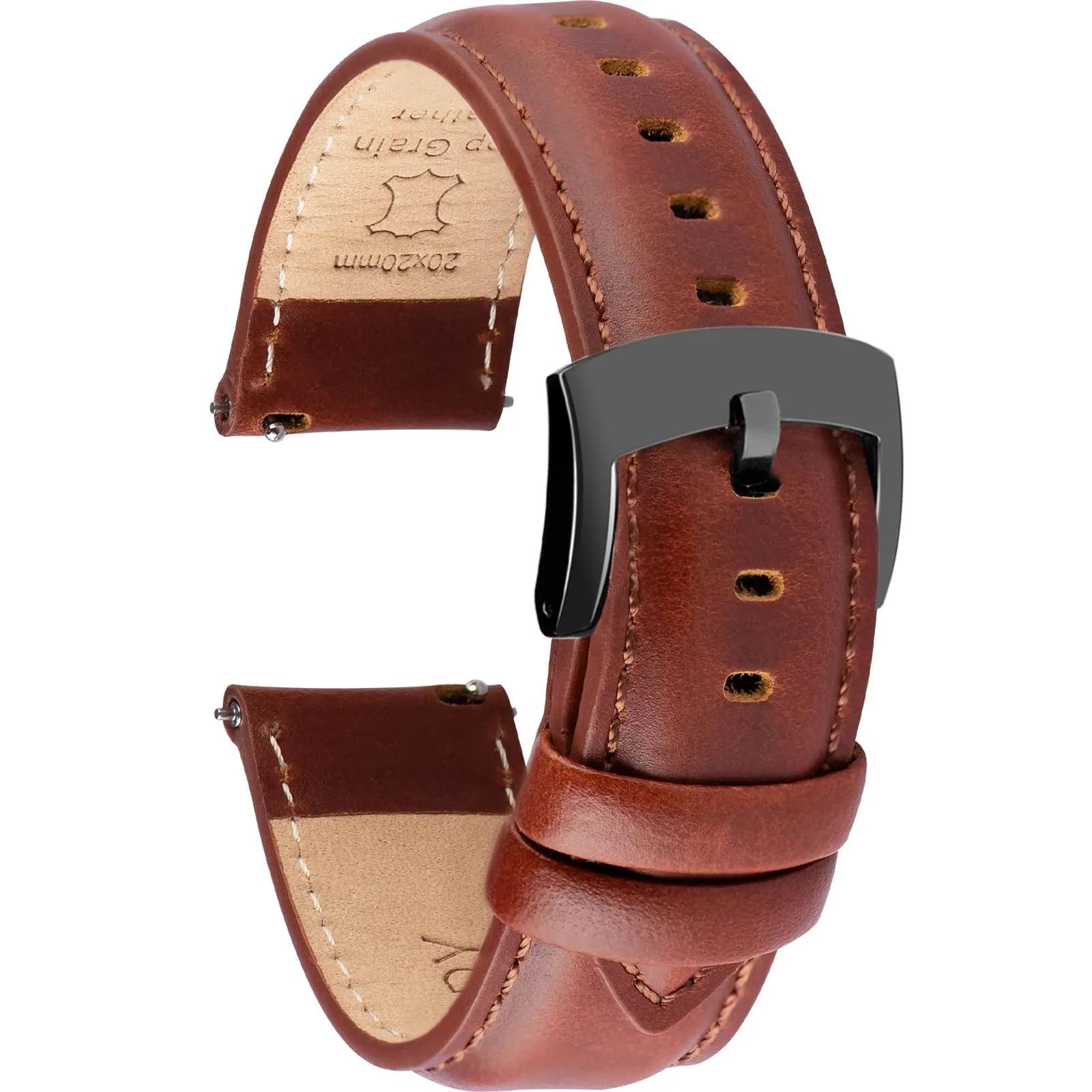 OTTOODY Cinturini Orologio in Pelle a Sgancio Rapido 18mm 19mm 20mm 21mm 22mm, Eleganti Cinturini per Orologi in Pelle a Grana Superiore Cinturino di Ricambio per Uomini Donne, Orologio e Smartwatch - immagine 1