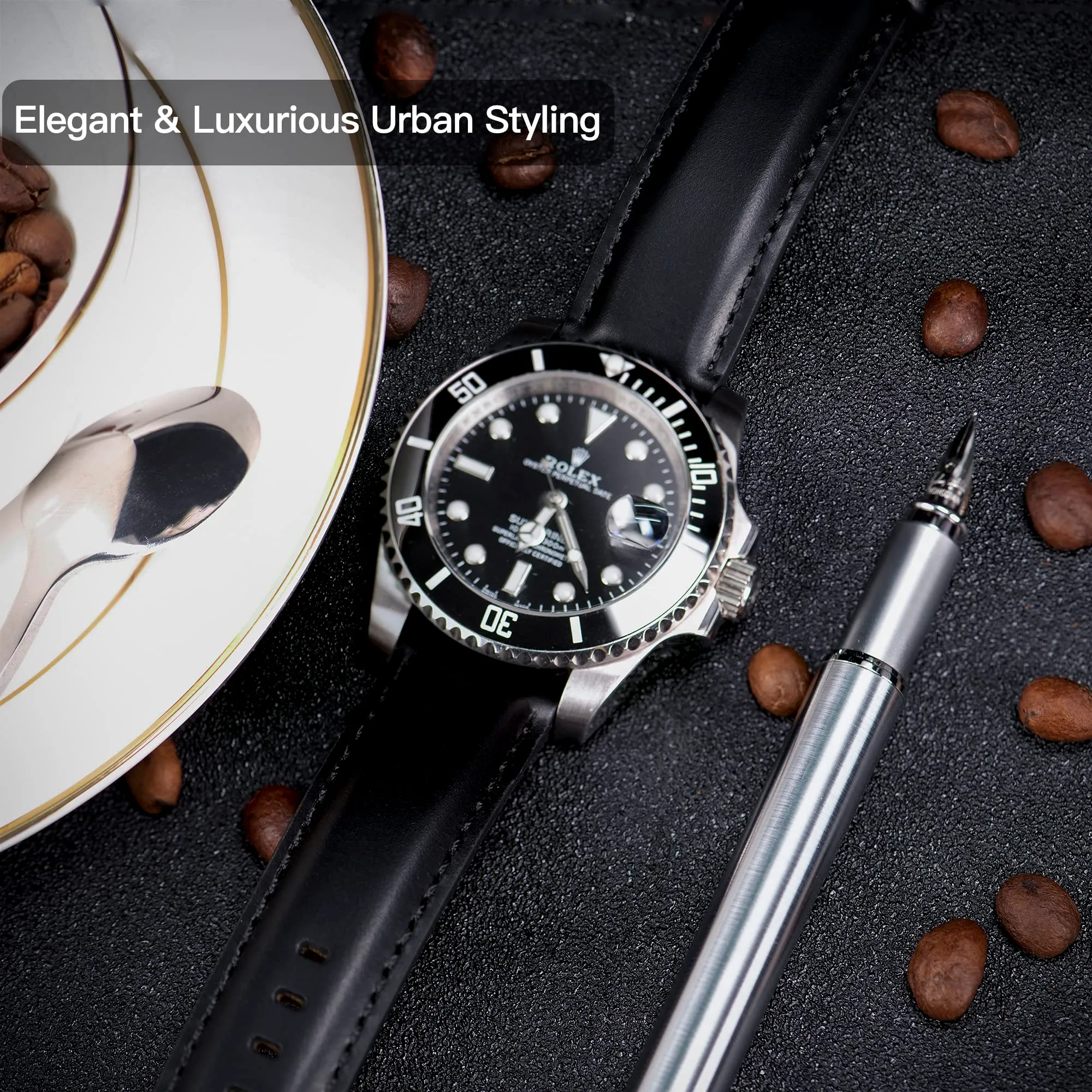 OTTOODY Cinturini Orologio in Pelle a Sgancio Rapido 18mm 19mm 20mm 21mm 22mm, Eleganti Cinturini per Orologi in Pelle a Grana Superiore Cinturino di Ricambio per Uomini Donne, Orologio e Smartwatch - immagine 8
