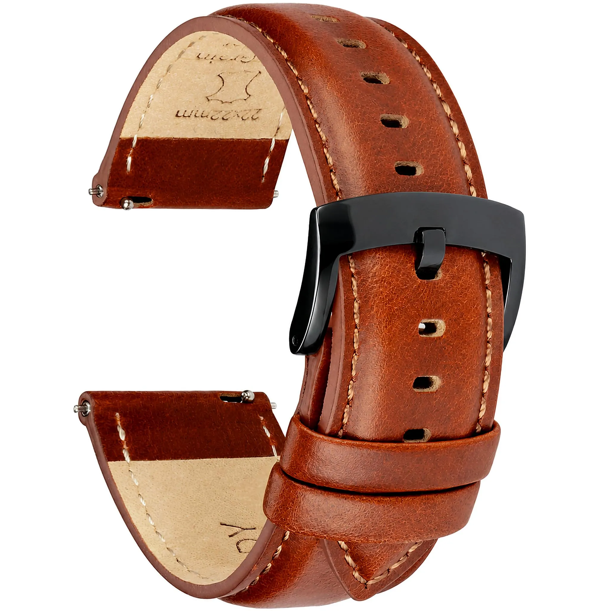 OTTOODY Cinturini Orologio in Pelle a Sgancio Rapido 18mm 19mm 20mm 21mm 22mm, Eleganti Cinturini per Orologi in Pelle a Grana Superiore Cinturino di Ricambio per Uomini Donne, Orologio e Smartwatch - immagine 1