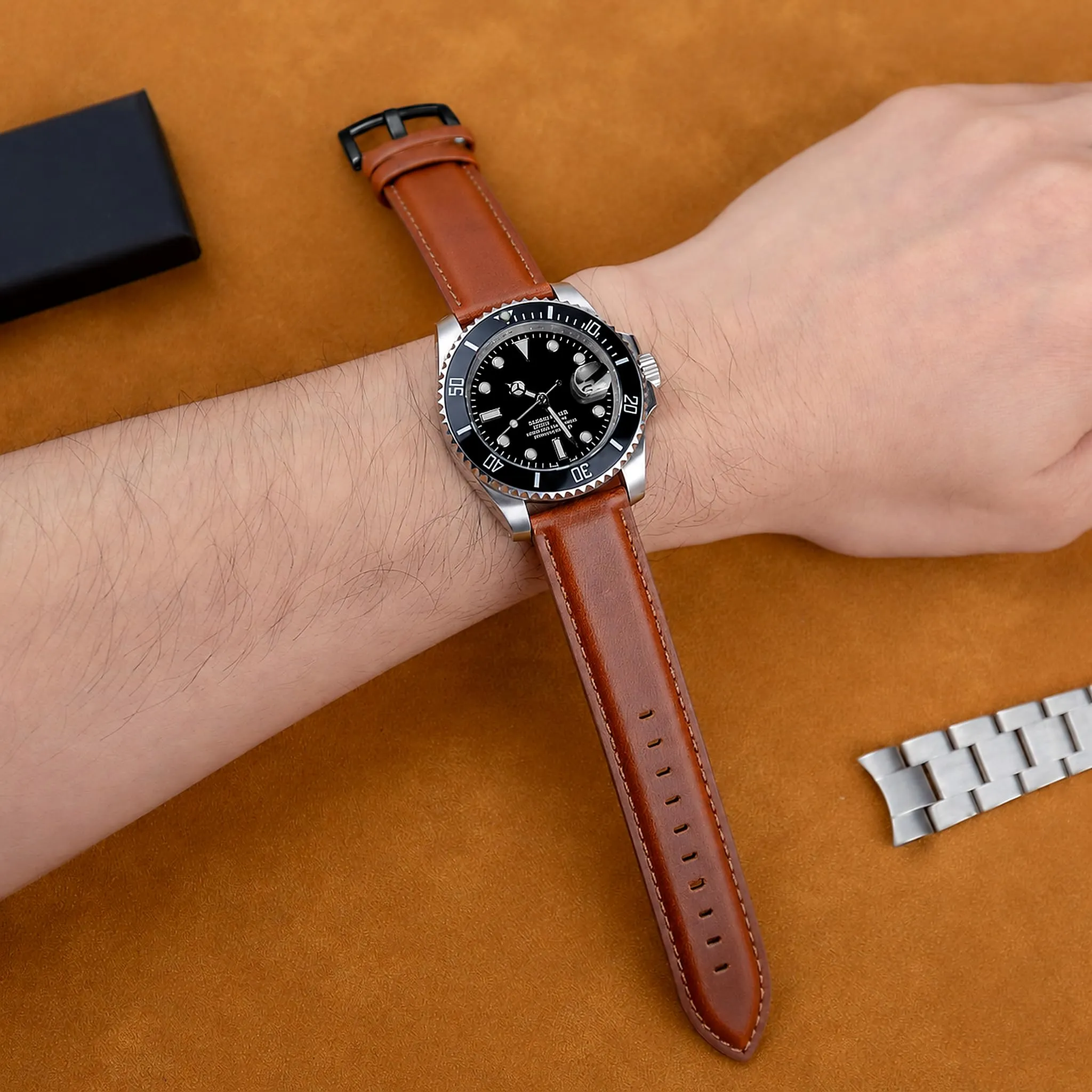 OTTOODY Cinturini Orologio in Pelle a Sgancio Rapido 18mm 19mm 20mm 21mm 22mm, Eleganti Cinturini per Orologi in Pelle a Grana Superiore Cinturino di Ricambio per Uomini Donne, Orologio e Smartwatch - immagine 5