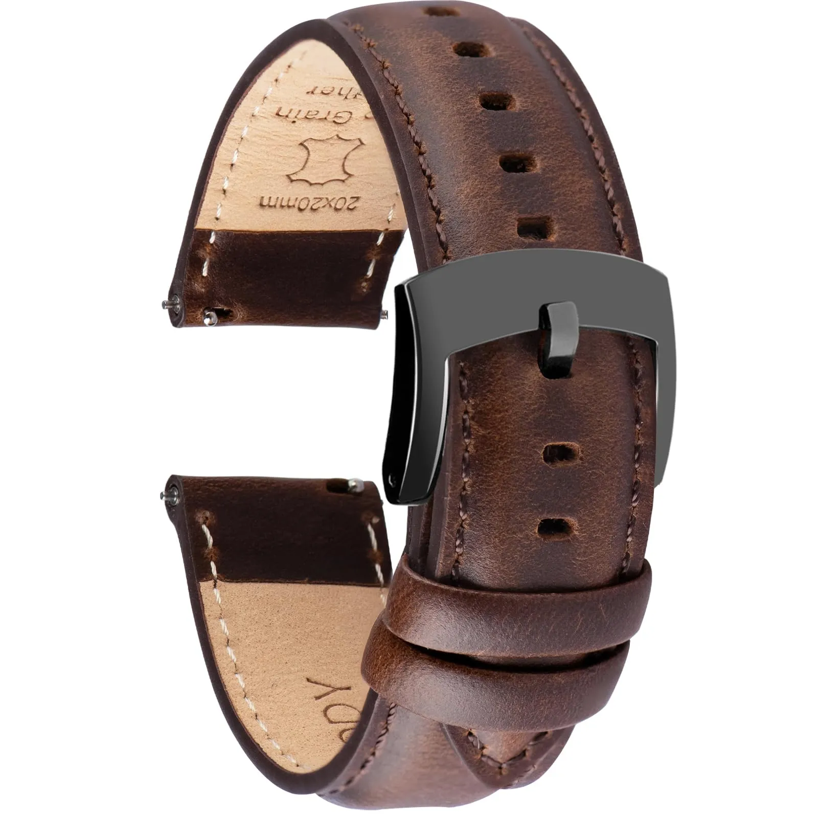OTTOODY Cinturini Orologio in Pelle a Sgancio Rapido 18mm 19mm 20mm 21mm 22mm, Eleganti Cinturini per Orologi in Pelle a Grana Superiore Cinturino di Ricambio per Uomini Donne, Orologio e Smartwatch - immagine 1