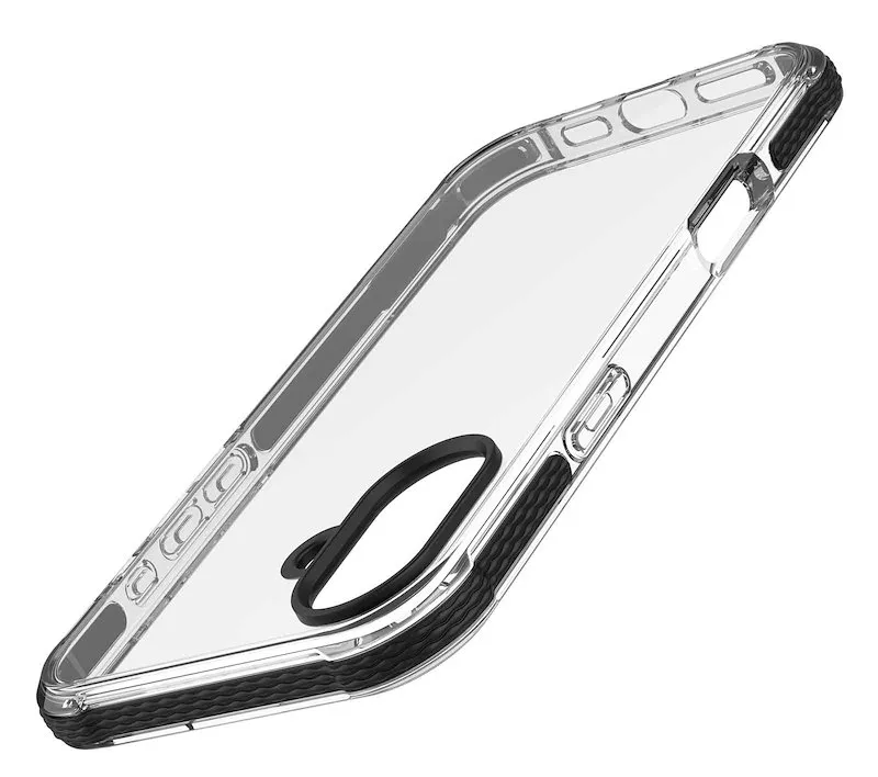 Cellularline Custodia iPhone 16 Plus Tetra Force Strong Guard Trasparente / Nero - immagine 1