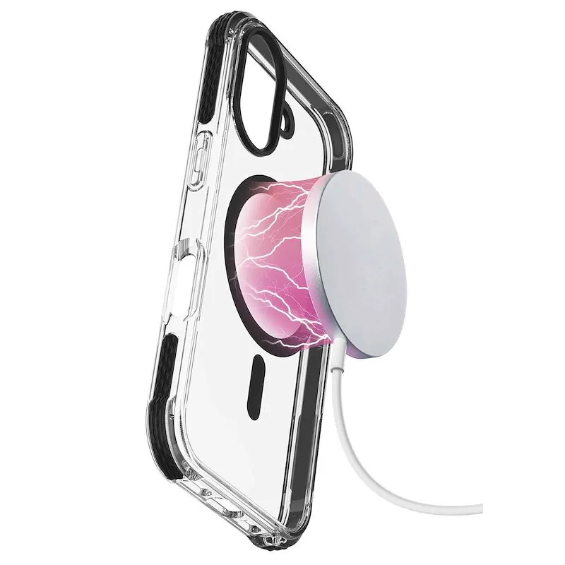 Cellularline Custodia iPhone 16 Tetra Force Strong Guard Magsafe Trasparente / Nero - immagine 1