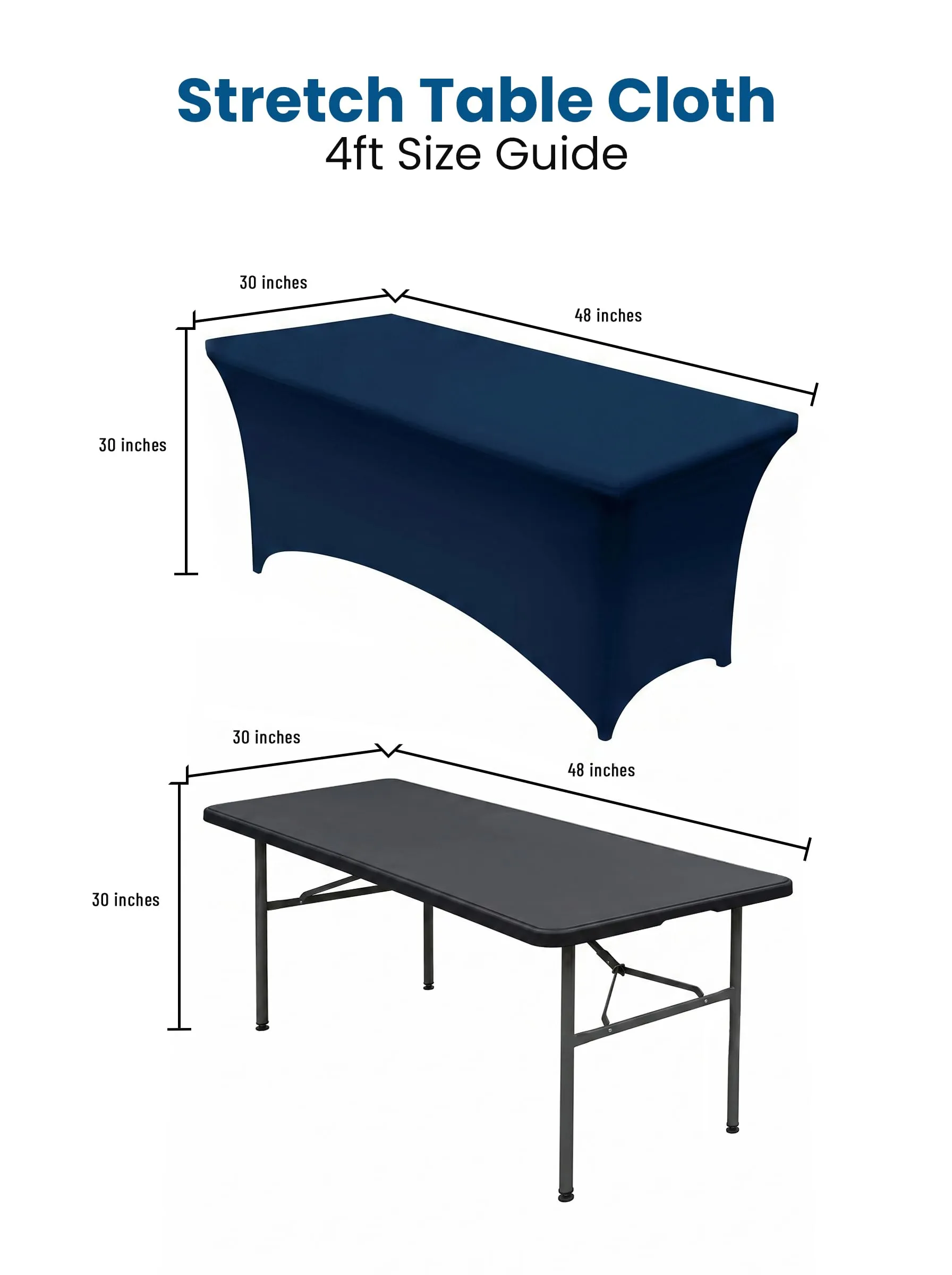 Utopia Kitchen Tovaglia Estensibile [4 Piedi, 122 cm] Copritavolo in Poliestere e Spandex - Lavabile in Lavatrice e Resistente alle Pieghe per Eventi e Feste (Confezione da 2, Blu Navy) - immagine 4