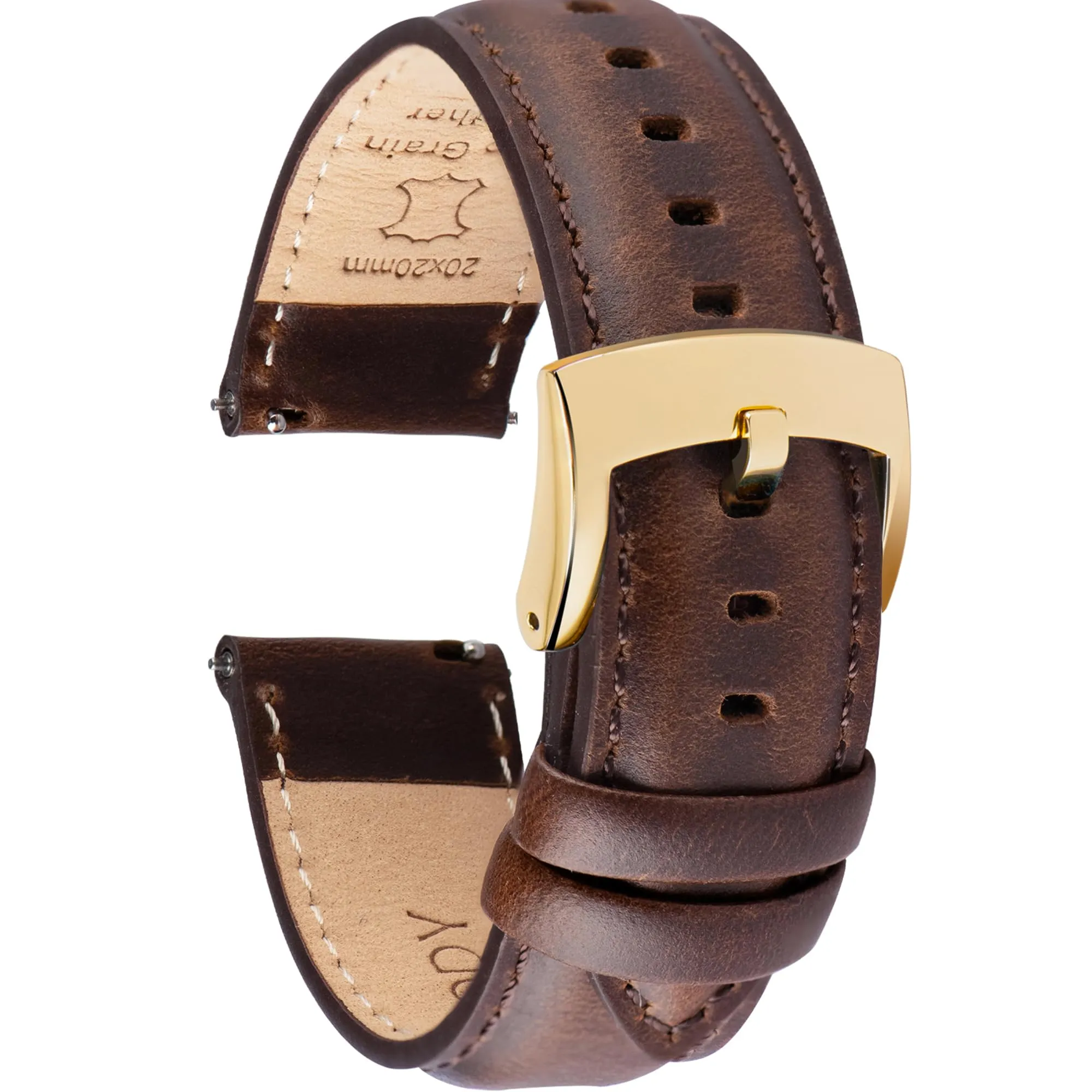 OTTOODY Cinturini Orologio in Pelle a Sgancio Rapido 18mm 19mm 20mm 21mm 22mm, Eleganti Cinturini per Orologi in Pelle a Grana Superiore Cinturino di Ricambio per Uomini Donne, Orologio e Smartwatch - immagine 1