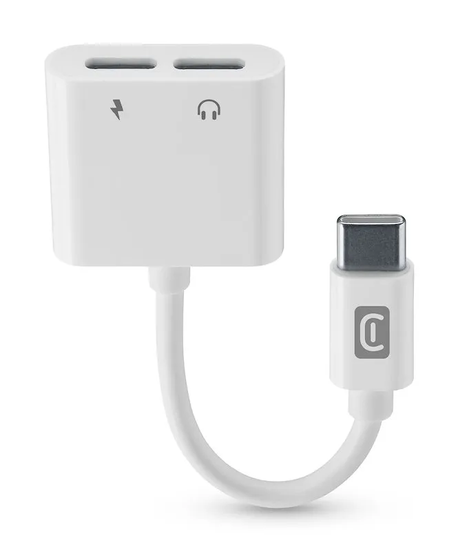Cellularline Adattatore Splitter Sound & Charge USB-C SOUNDCHARGETYPECW Bianco - immagine 1
