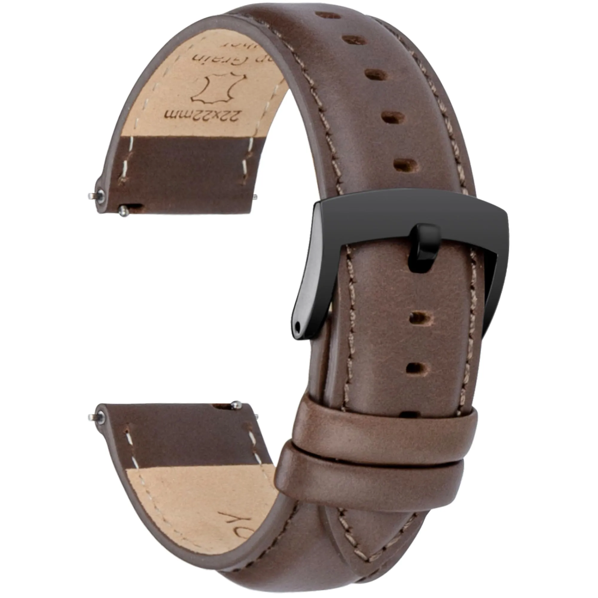 OTTOODY Cinturini Orologio in Pelle a Sgancio Rapido 18mm 19mm 20mm 21mm 22mm, Eleganti Cinturini per Orologi in Pelle a Grana Superiore Cinturino di Ricambio per Uomini Donne, Orologio e Smartwatch - immagine 1