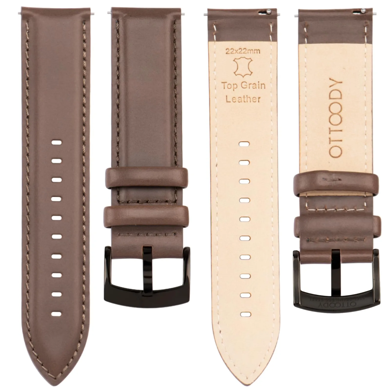 OTTOODY Cinturini Orologio in Pelle a Sgancio Rapido 18mm 19mm 20mm 21mm 22mm, Eleganti Cinturini per Orologi in Pelle a Grana Superiore Cinturino di Ricambio per Uomini Donne, Orologio e Smartwatch - immagine 3