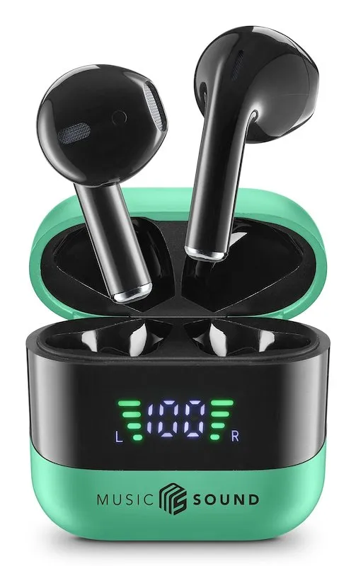 Cellularline Cuffie Wireless Bluetooth MusicSound Spark BTMSTWSSPARKG Verde - immagine 1