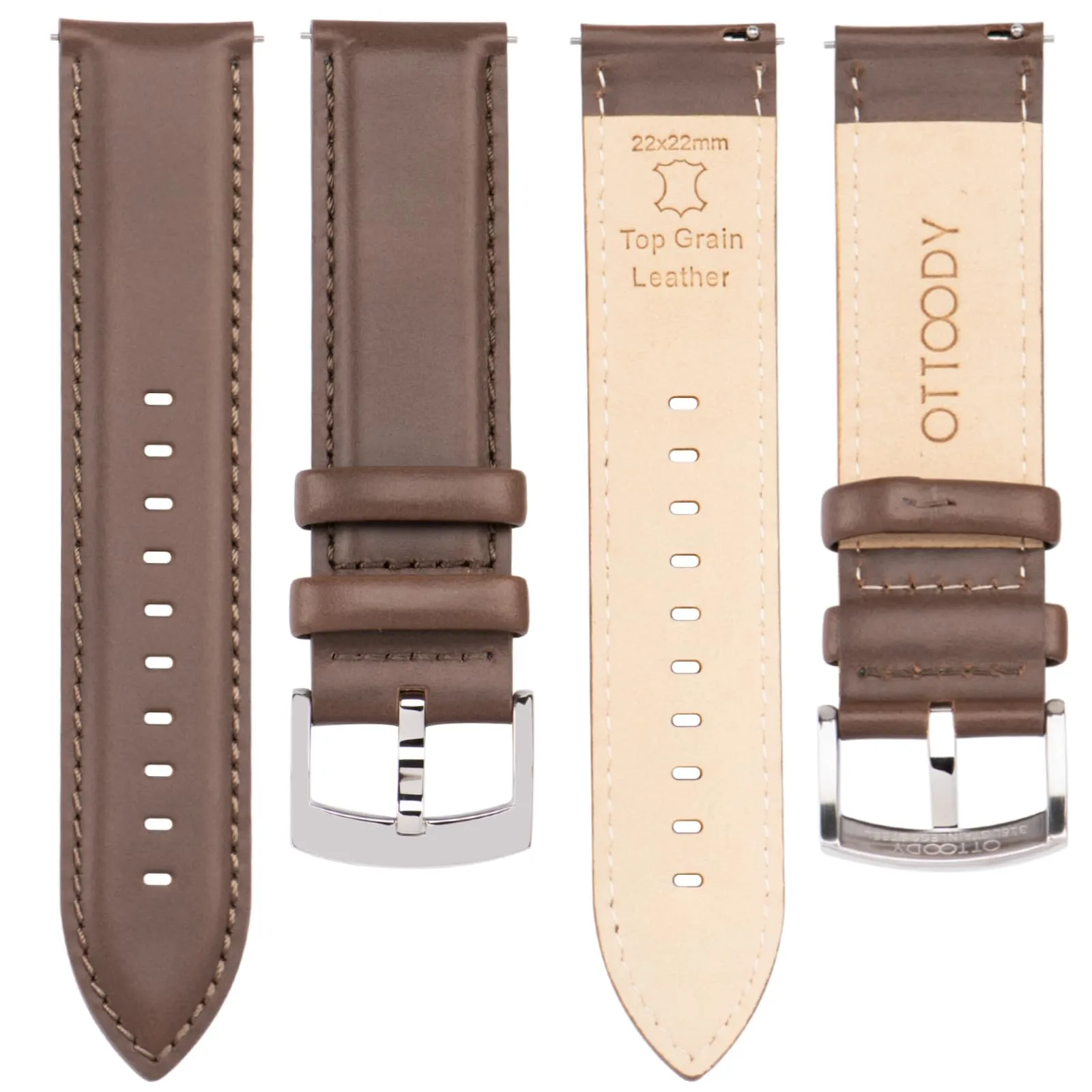 OTTOODY Cinturini Orologio in Pelle a Sgancio Rapido 18mm 19mm 20mm 21mm 22mm, Eleganti Cinturini per Orologi in Pelle a Grana Superiore Cinturino di Ricambio per Uomini Donne, Orologio e Smartwatch - immagine 3