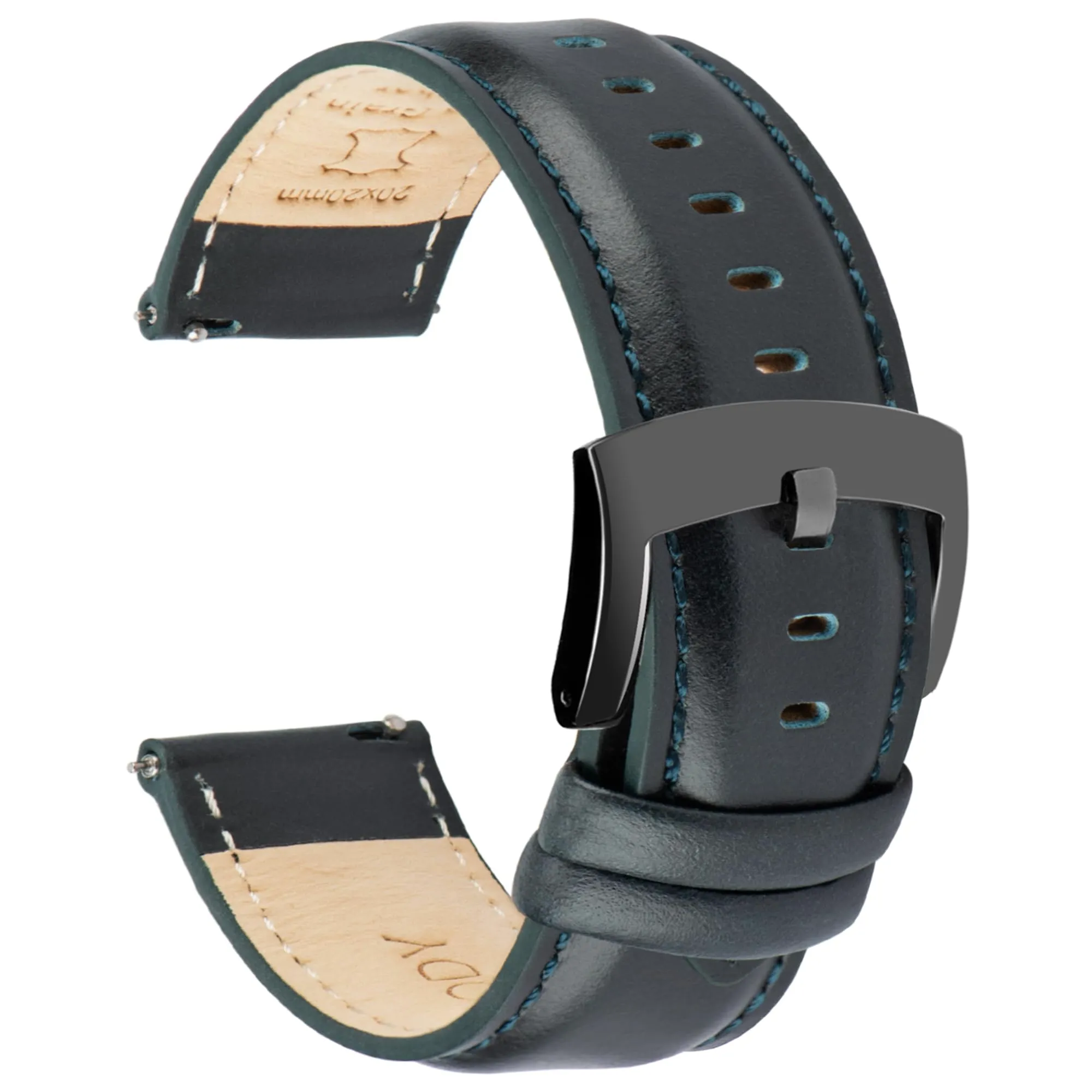 OTTOODY Cinturini Orologio in Pelle a Sgancio Rapido 18mm 19mm 20mm 21mm 22mm, Eleganti Cinturini per Orologi in Pelle a Grana Superiore Cinturino di Ricambio per Uomini Donne, Orologio e Smartwatch - immagine 1
