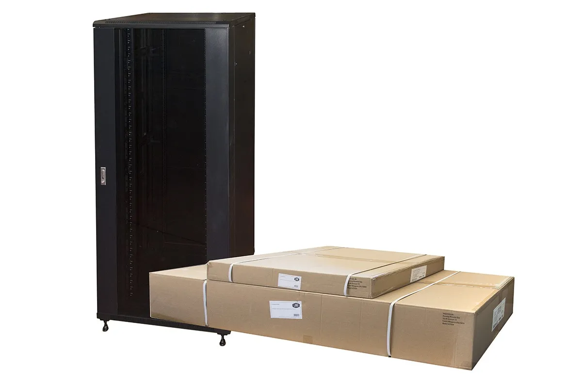 Armadio Rack 19 42U (A)2055 (L)800 (P)800 Colore Nero Porta Vetro Disassemblato Con Guidacavi Laterale - immagine 1