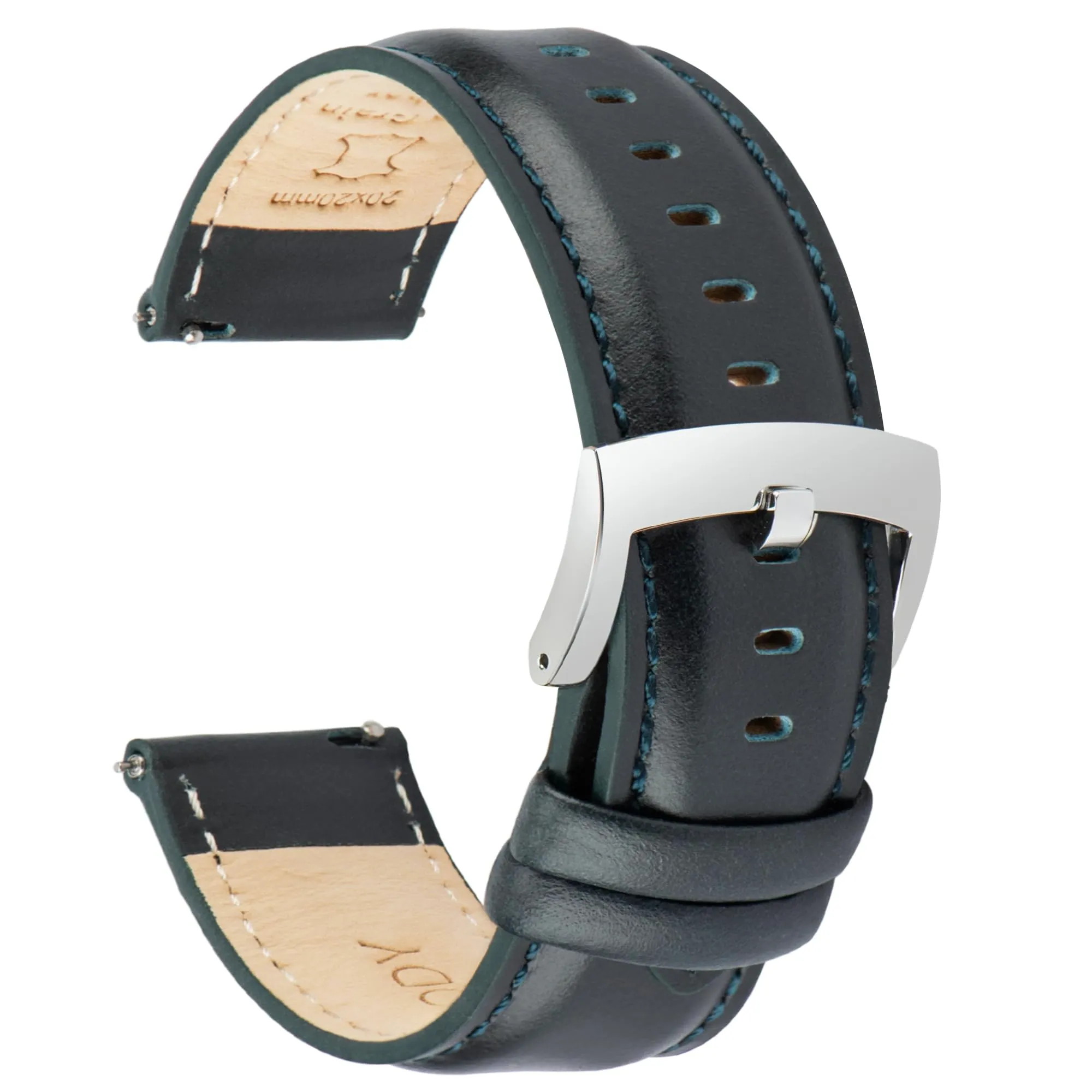OTTOODY Cinturini Orologio in Pelle a Sgancio Rapido 18mm 19mm 20mm 21mm 22mm, Eleganti Cinturini per Orologi in Pelle a Grana Superiore Cinturino di Ricambio per Uomini Donne, Orologio e Smartwatch - immagine 1